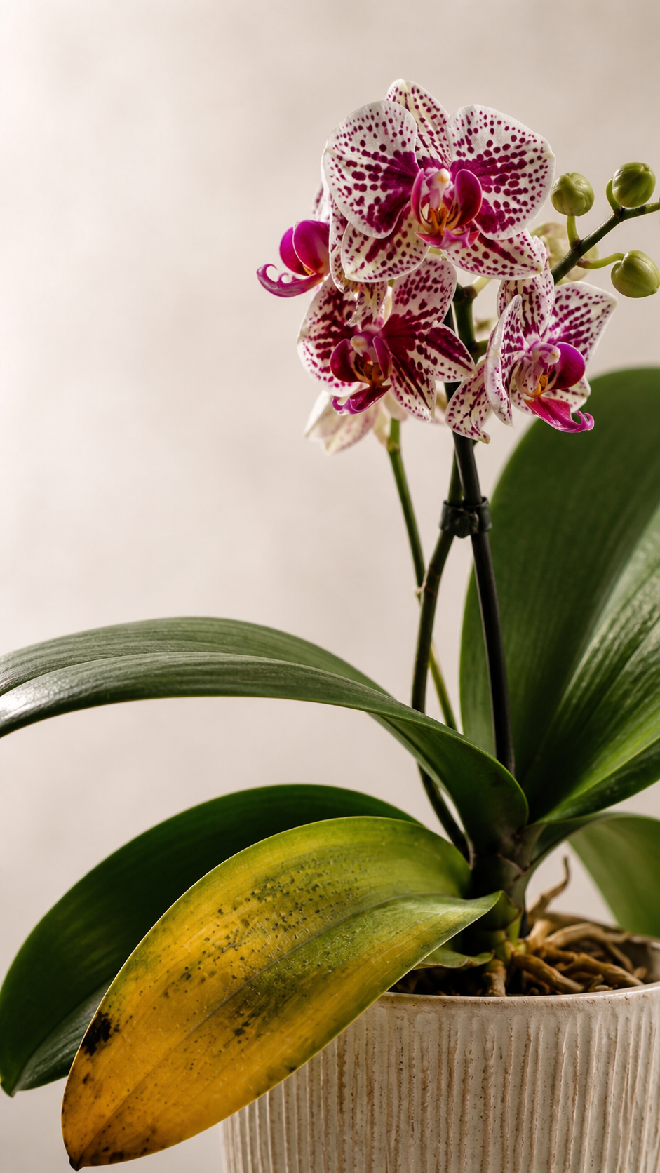 Phalaenopsis aphrodite With Drooping, Stressed Orchid Leaves Today